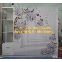 Tủ in 3D 4 cánh 1 kệ nhựa Đài Loan