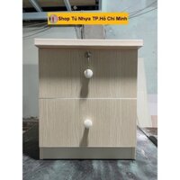 Tủ, Kệ Đầu Giường Nhựa Đài Loan Cao 48cm Ngang 42cm Màu Sồi K048