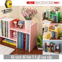 Tủ Kệ sách để bàn 5 ô đa năng bằng gỗ melamin cao cấp loại dày (bảo hành 12 tháng) Tủ sách tự lắp ráp