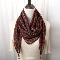 Từ Khóa Khăn Vuông Hoa Bali Cotton Sợi Khăn Trung Niên Người Cao Tuổi Chống Nắng Cotton Thoáng Khí Khăn Trùm Đầu