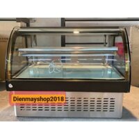 [TỦ KHÔNG LẠNH KHÔNG NÓNG] TỦ KÍNH CONG DÙNG TRƯNG BÀY THỰC PHẨM , BÁNH , NƯỚC NGANG 90CM VIỀN ĐÁ ĐEN 128 NHIỆT ĐỘ PHÒNG