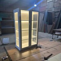 tủ kính trưng bày kèm led,tủ gỗ mdf kết hợp kính ngang 80cm,trưng bày led kính 3 mặt