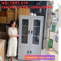 Tủ kính trưng bày/ tủ hồ sơ kiếng 2 cánh đưng tài liệu công ty văn phòng giá rẻ tphcm,bình dương