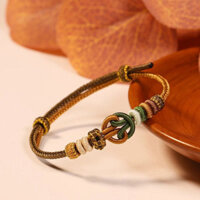 Tự Làm Bện Vòng Tay Handmade Thành Vòng Tay Đào Hoa Đỏ Dây Bện Dây Đeo Hạt Vàng Quà Tặng Cặp Đôi