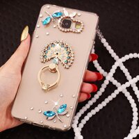 TỰ LÀM Đá Ngọc Trai Ốp Lưng dành cho Samsung Galaxy Samsung Galaxy J7 Prime TPU Trường Hợp cho Samsung J7 thủ Kim Cương + Bling Ngọc Trai dây chuyền