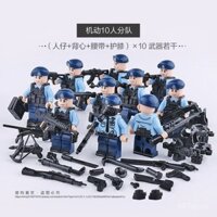 Tự làm khối xây dựng đồ chơi mô hình lắp ráp cho bé trai và bé gái của quân đội thành phố di động PTU mũ xanh Quân đội đặc biệt