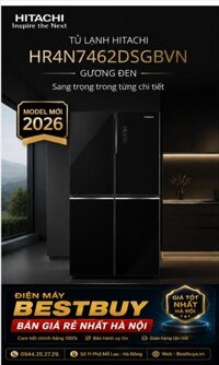 Tủ lạnh Hitachi 4 cánh 422 lit  HR4N7462DSGBVN (Gương đen) Mới 2026