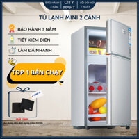 Tủ lạnh mini 2 cánh có tích hợp ngăn đá riêng biệt tiện lợi để đồ ăn, thức uống, mĩ phẩm, trữ sữa