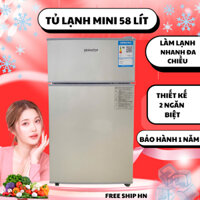 Tủ lạnh mini 58l 2 Cửa,LÀM LẠNH NHANH tủ làm đá, trữ thực phẩm, sữa,tiết kiệm điện, không tiếng ồn, nhập khẩu chính hãng