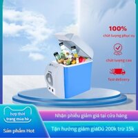 Tủ lạnh mini 7,5 lít đa năng nhỏ gọn dành cho ô tô và gia đình, nhiệt độ nóng lạnh sử dụng kép lít từ 15°C-25°C cho ô tô