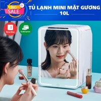 Tủ lạnh mini mặt gương có đèn led đựng mỹ phẩm dung tích 10 Lít