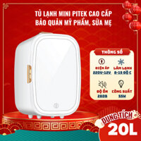 Tủ lạnh mini PITEK Mặt Gương Đèn Led bảo quản mỹ phẩm,nước hoa, trữ sữa 20L - Bảo Hành Công Trọn Đời