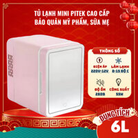 Tủ lạnh mini PITEK Mặt Gương Đèn Led bảo quản mỹ phẩm, nước hoa, trữ sữa 6L - Bảo Hành Công Trọn Đời