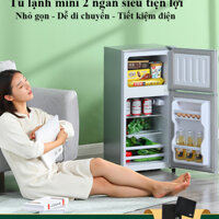 Tủ lạnh mini, tủ lạnh 2 cánh làm lạnh nhanh ngăn đá và ngăn lạnh giữ đồ luôn tươi mới, siêu nhỏ gọn tiết kiệm điện