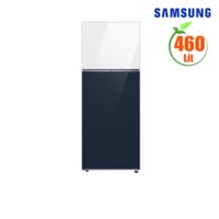 Tủ lạnh Samsung Inverter 460 lít RT47CB66868ASV ( phong cách Bespoke thời trang, ngăn đông mềm, đá tự động, Chất liệu cửa kính. Màu xanh Navy & trắng)