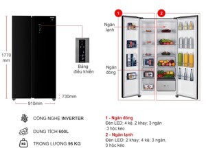 Tủ lạnh Sharp Inverter 600 lít SJ-SBXP600VG-BK