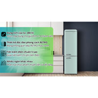 Tủ Lạnh Simplehome 280 Lít BCD-258VX Phong Cách Retro Màu Xanh Ngăn Đá Dưới
