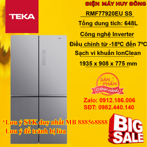 Tủ lạnh Teka Inverter 648 lít RMF 77920 EU SS