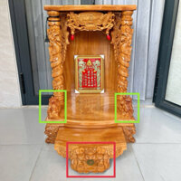 [TỨ LINH SUM VẦY_GÕ LOẠI 1] Bàn thờ thần tài gỗ gõ đỏ cao cấp kích thước lớn ngang 60cm, cóc ngậm tiền tì hưu, cột rồng