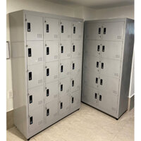 Tủ locker 10 ngăn sơn tĩnh điện màu xám ghi.