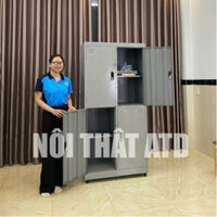 Tủ locker 4 ngăn đựng đồ sinh viên có khóa chống gỉ, bền đẹp - tủ sắt locker 4 cánh giá rẻ
