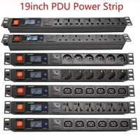 Tủ mạng 19Inch PDU Power Strip Vôn kế Ampe kế Wattmeter EU / US / UK C13 / Universal Outlet Chống sét Dây 2 mét