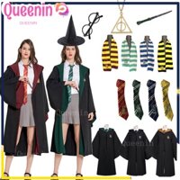 [Từ Manila] 7 chiếc Unisex Harry Potter Halloween Trang phục hóa trang Áo choàng Khăn quàng cổ Cà vạt Cây đũa phép Bộ kính Gryffindor / Slytherin / Ravenclaw / Hufflepuff Trường Graduati Cos Quần áo