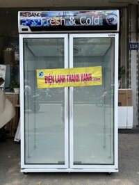 Tủ mát 2 cánh Sanden Inverter OEM-1205 1200L (SẤY KÍNH ĐIỆN Giàn Đồng Cửa Tự Đóng Lạnh Nhanh Không Tuyết)