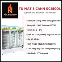 Tủ mát 3 cánh kính goldcool, tủ mát trưng bày hoa quả, tủ mát 3 cánh kính đứng