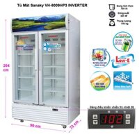 Tủ mát Sanaky inverter VH-8009HP3 ( 700 lít, 2 cánh mở, mặt kính )