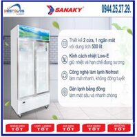 Tủ mát Sanaky VH-6009HP ( 500 lít, 2 cánh mở, mặt kính )