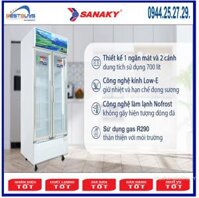 Tủ mát Sanaky VH-8009HP ( 700 lít, 2 cánh mở, mặt kính )