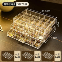 Tủ mica 3 tầng đựng charm đá 72 ô - Khay kéo mica đựng phụ kiện trang sức siêu xinh sang chảnh