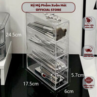 Tủ Mica 4 Ngăn Dạng Đứng Đựng Mỹ Phẩm Đồ Trang Điểm Cọ Makeup Để Bàn Decor - Kệ Mỹ Phẩm Xuân Hải