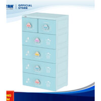 Tủ Mina Baby-L 5 tầng (4 hộc lớn & 2 hộc nhỏ), Tủ Nhựa Duy Tân kiểu dáng trẻ trung, thiết kế tiện lợi