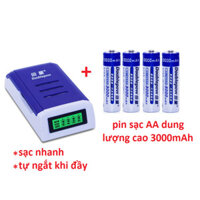 (TỰ NGẮT KHI ĐẦY) Sạc màn hình K209 đa năng sạc pin tiểu ,pin đũa AA ,AAA ,pin AA  lắp mic không dây ,chuột máy tính...