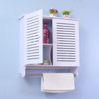 Tủ nhà tắm treo tường 2 cánh lớn VTNT01A - Kệ lắp ráp treo dán tường nhà tắm 50x40x17cm