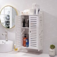 Tủ nhà tắm treo tường đựng mỹ phẩm, sữa rửa mặt chống nước màu trắng 1 tầng, 2 tầng