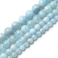 Tự Nhiên Đá Aquamarine Tròn Rời Miếng Đệm Hạt Trang Sức Làm Vòng Tay Vòng Cổ 15inches / sợi 6 / 8 / 10mm Kích Thước Chọn