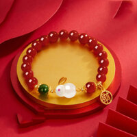 Tự Nhiên Đỏ Mã Não Vòng Tay Nữ Bening Năm Ngọc Thỏ Vòng Tay Cung Hoàng Đạo Tài lộc Thương Hiệu Năm Mới Quà Tặng Sáng Tạo