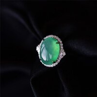 Tự Nhiên Miến Điện A-Goods Ngọc Nhẫn Bạc Sterling Phương Pháp Cổ Vàng Sang Trọng Kẻ Sọc Tôn Trang Sang Trọng Hạt Băng Mặt Trời Xanh Nhẫn