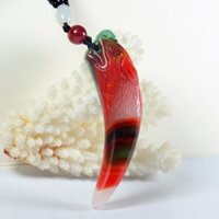 Tự Nhiên Phong Cách Mới Nhiều Màu Sắc Ngọc Sói Răng Mặt Dây Chuyền Nhiều Màu Sắc Ngọc Sói Totem Khắc Mặt Dây Chuyền Nam Nữ Phong Cách Ngọc Mặt Dây Chuyền