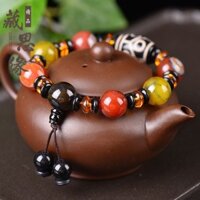 Tự Nhiên Tây Tạng Đá Thô Dzi Hạt Phật Trái Tim Sáu Mắt Mã Não Nam Nữ Vòng Tay 11.18.