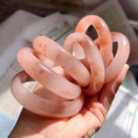 Tự Nhiên Vàng Lụa Ngọc Vòng Tay Hoa Đào Pha Vòng Tay Bột Đào Hoa Anh Đào Bột Đá Trong Suốt Chính Hãng Ngọc