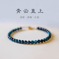 Tự Nhiên Xanh Hổ Mắt Đá Vòng Tay Mắt Hổ Đá Vòng Tay 4 Hạt Tròn Opal Vòng Chân Vòng Cổ Trắng Nữ Quà Tặng 2.28