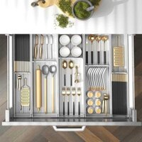 Tủ Nhôm Dao Kéo Khay Bộ Đồ Ăn Màu Trắng Điều Chỉnh Đũa Hộp Đựng Bát Và Dao Kéo