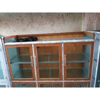 Tủ nhôm kính chén bát loại size to màu vân gỗ