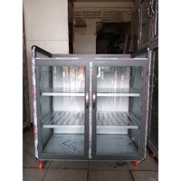 Tủ nhôm kính sử dụng bếp gas hoặc bếp điện từ, màu nhôm xám ghi.