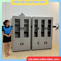 Tủ nhôm kính trưng bày đựng tài liệu/ tủ hồ sơ kính 2 cánh 3 cánh đựng sách vở trường học công ty giá rẻ