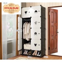 🍃TỦ NHỰ QUẦN ÁO LẮP GHÉP 8+2 Ô GIÀY SIZE SÂU 47cm. Tặng kèm 1 treo đồ.